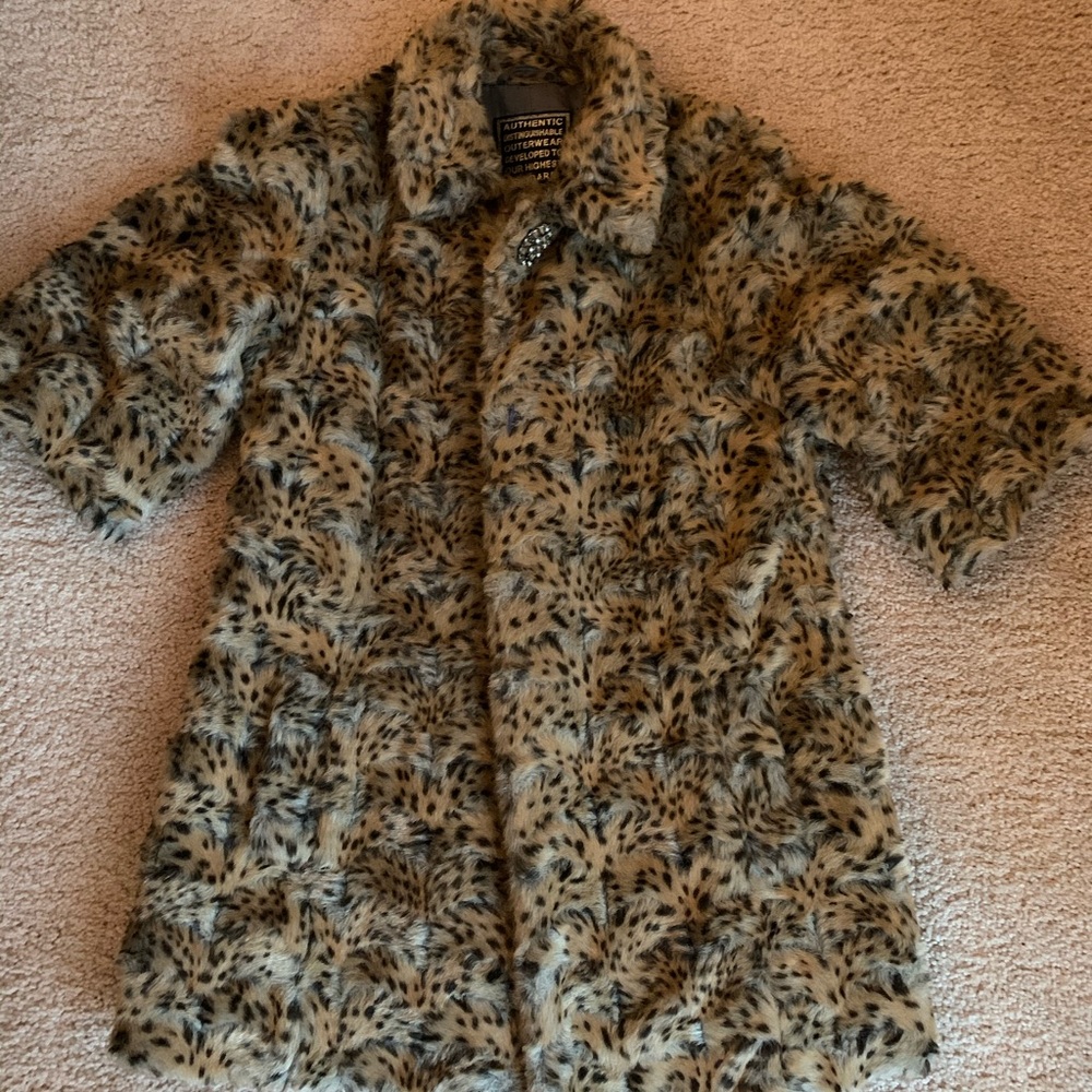 River Island faux fur leopard print jacket